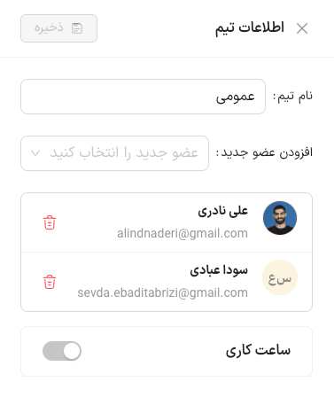 اطلاعات تیم